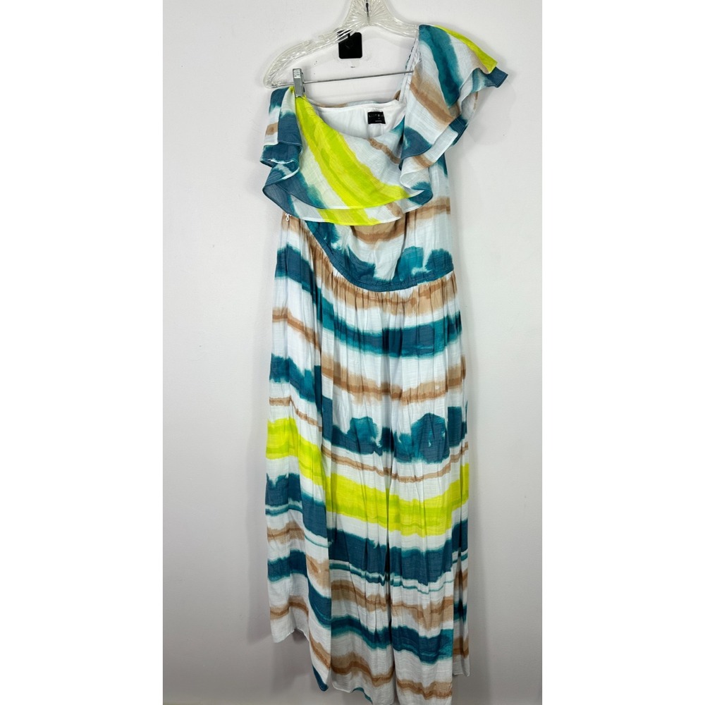 Lane Bryant Maxi Dress Women‎ 18 Striped Off Shoulder Ruffle Boho Resort Flowy